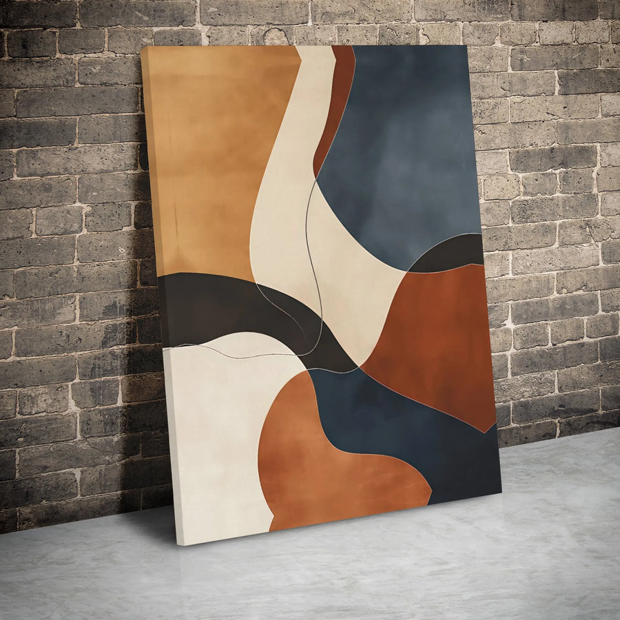 Abstract Wall Art Canvas | Mid Century Modern Organic Shapes Print | Premium Gallery Wrapped Decor | Earth Tone Living Room Wall Decor