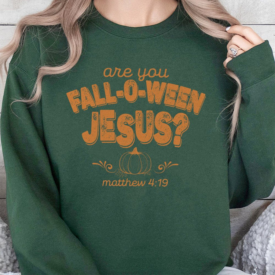 Fall-O-Ween Jesus Sweatshirt | Christian Pumpkin Fall Graphic | Premium Cotton Blend | Faith-Based Halloween Gift for Women and Men