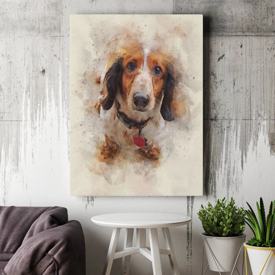 Piebald Dachshund Canvas Wall Art | Watercolor Dog Portrait | Premium 1.25-Inch Gallery Wrap | Gift For Dog Lovers & Pet Owners