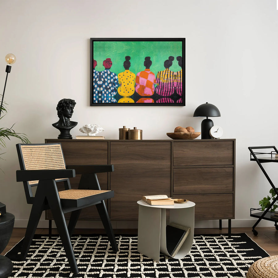 Black Women Wall Art | Abstract Fashion Illustration | 1.25 Inch Premium Gallery Canvas | Vibrant Boho Home Decor Gift For Her