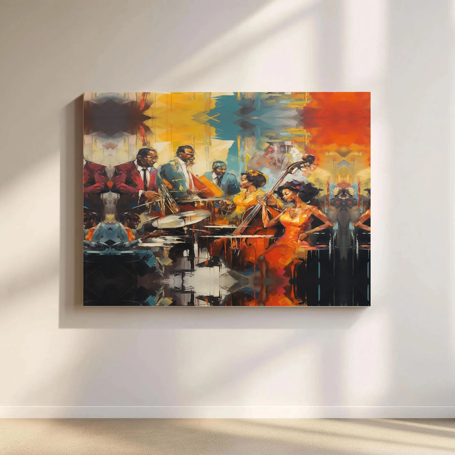 Jazz Band Canvas Wall Art | Abstract Music Room Decor | Gallery Quality Premium Print | Gifts for Musicians and Jazz Lovers