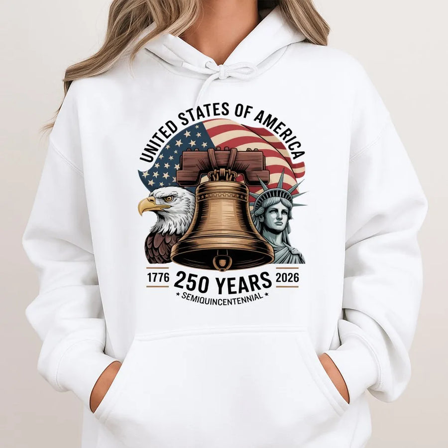 USA 250th Anniversary Hoodie | 1776-2026 Semiquincentennial Graphic | Soft Cotton Blend Crewneck | Patriotic Collector's Gift for History Buffs