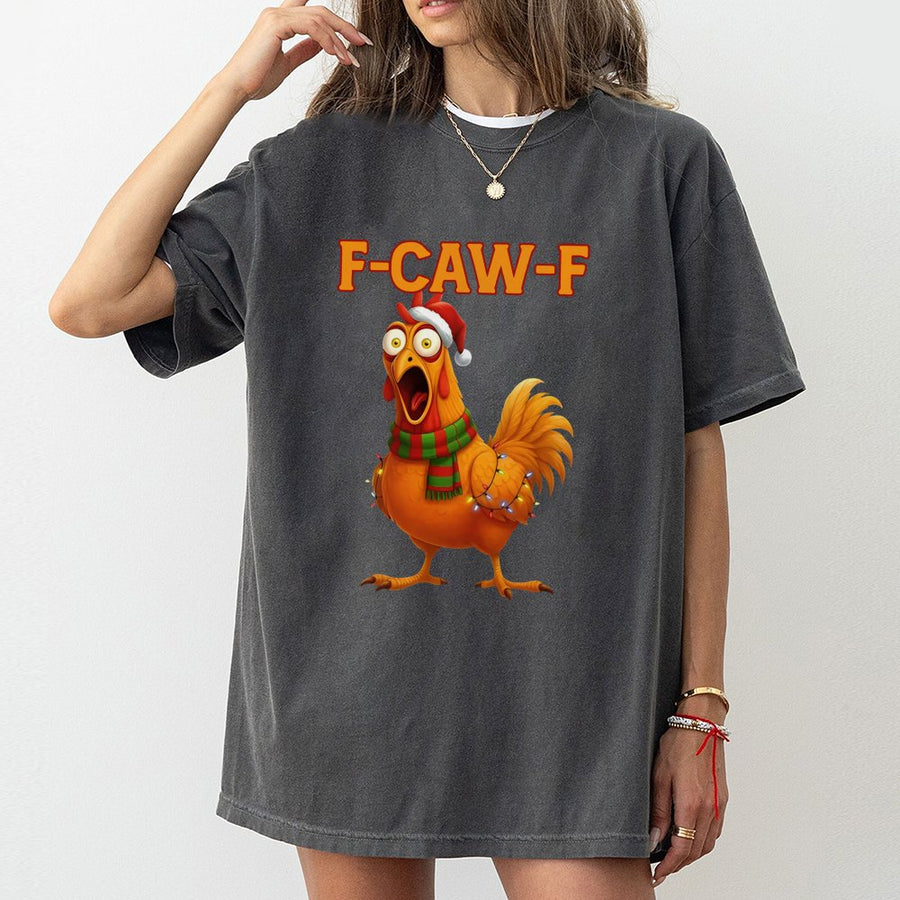 F-Caw-F Chicken T-Shirt | Funny Christmas Meme Graphic | 100% Cotton Premium Tee | Unisex Holiday Gift for Chicken Lovers