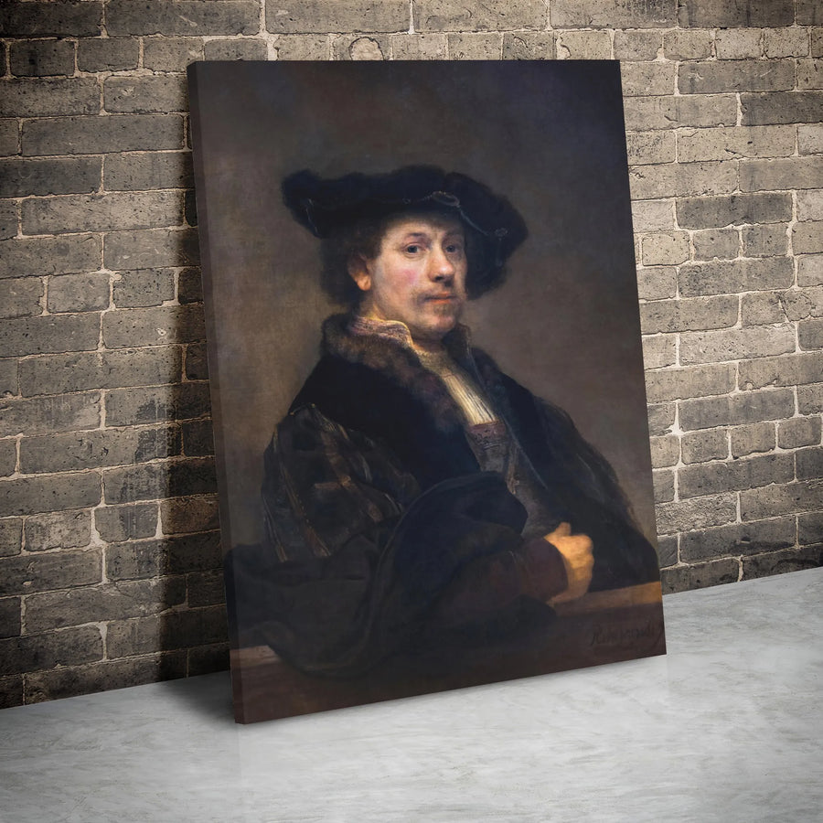 Rembrandt Self-Portrait At 34 Canvas Wall Art | Famous Masterpiece Oil Painting | Premium Gallery-Wrapped Print | Classic Home & Office Decor Gift