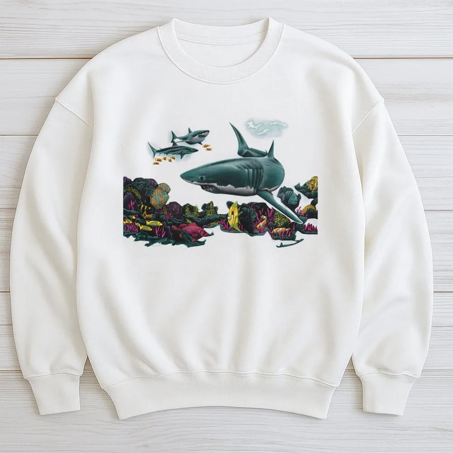 Great White Shark Sweatshirt | Vintage Ocean Life Graphic Tee | Premium Cotton | Gift for Marine Biology Fans