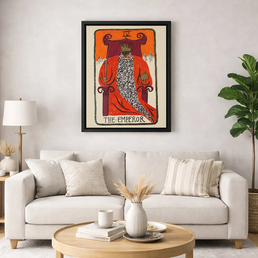 The Emperor Tarot Card Canvas | Bohemian Wall Art Decor | Premium Gallery Wrap Print | Spiritual Gift for Tarot Readers