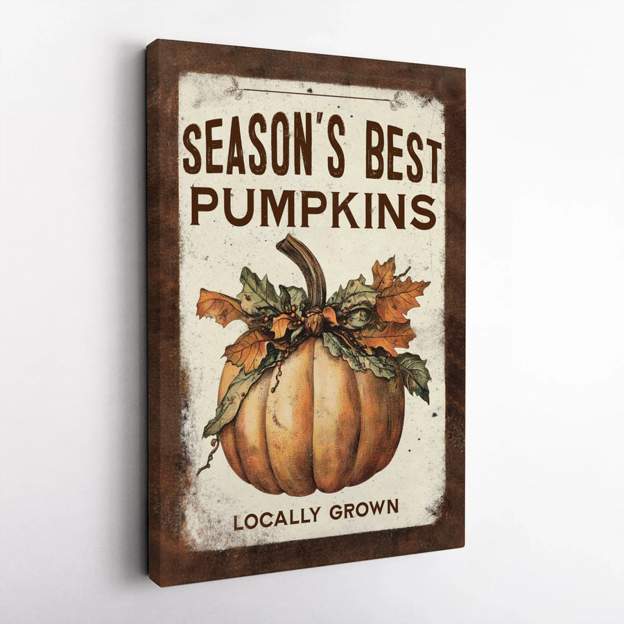 Pumpkin Wall Art Canvas | Vintage Farmhouse Harvest Decor | Premium Fade-Resistant Print | Autumn Thanksgiving Home Gift