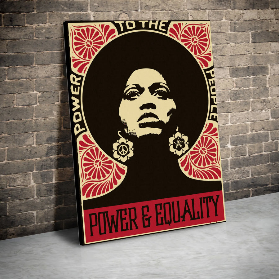 Power To The People Canvas Art | Vintage Retro Afro Woman Poster | Premium Gallery Wrap Wall Decor | Social Justice Gift For Her