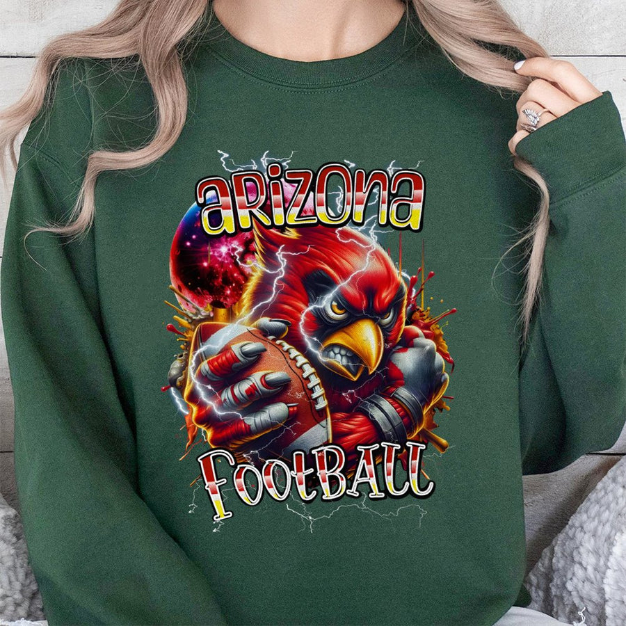 Arizona Football With Arizona Cardinals Mascot Holding A Football With Lightning Sweatshirt