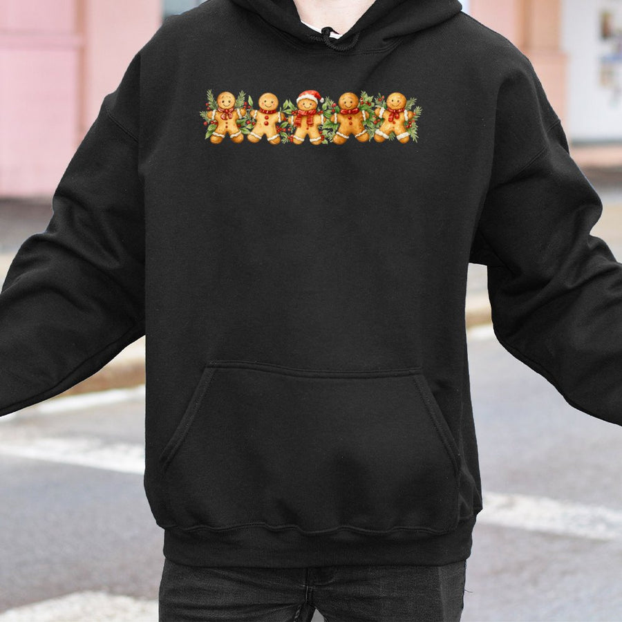 Cute Gingerbread Man Christmas Hoodie | Festive Holiday Cookies Graphic Print | Premium Cotton-Blend Sweatshirt | Cozy Gift for Teacher Baker