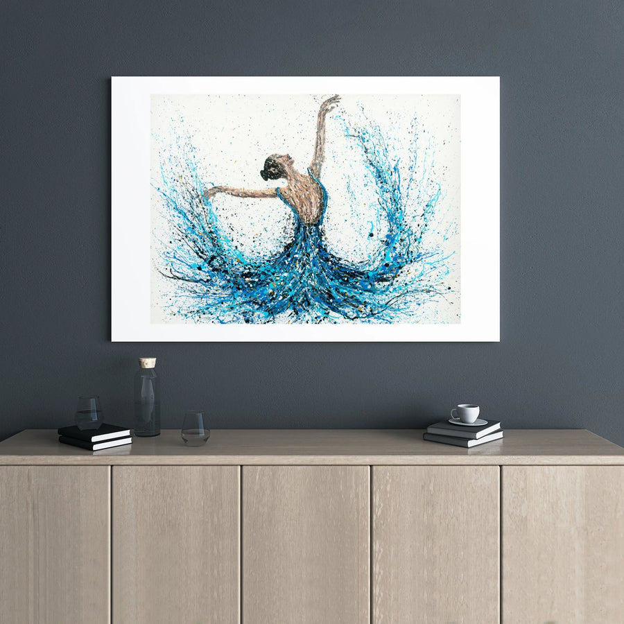 Abstract Ballerina Canvas Print | Blue Splatter Paint Dancer Art | 1.25" Gallery Wrap Premium Canvas | Gift for Dance Lover & Modern Home Decor