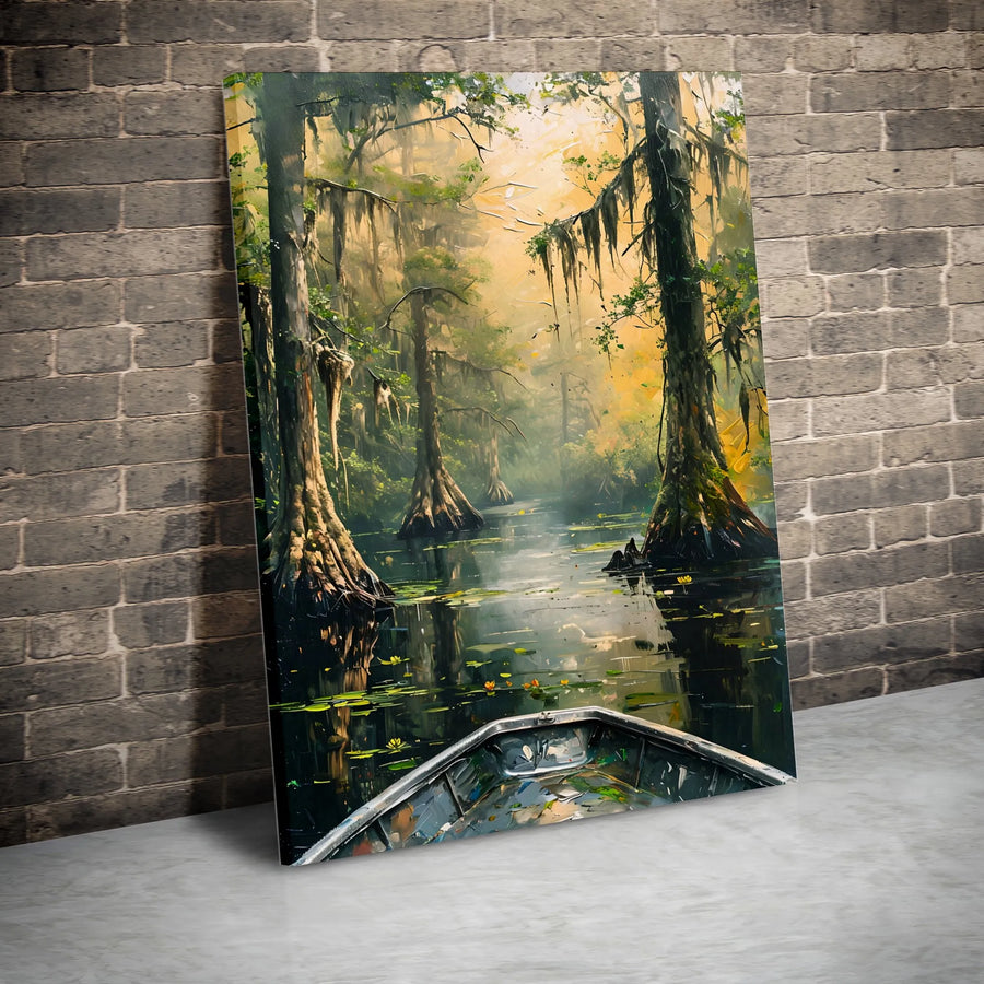 Louisiana Bayou Canvas Print | Misty Cypress Swamp Landscape Art | Premium Gallery Wrapped Wall Decor | Nature Lover Gift for Office or Home