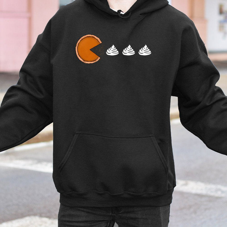 Pumpkin Pie Hoodie | Funny Thanksgiving Retro Gamer Graphic | Cotton Blend Premium Pullover | Cute Fall Gift for Women & Men