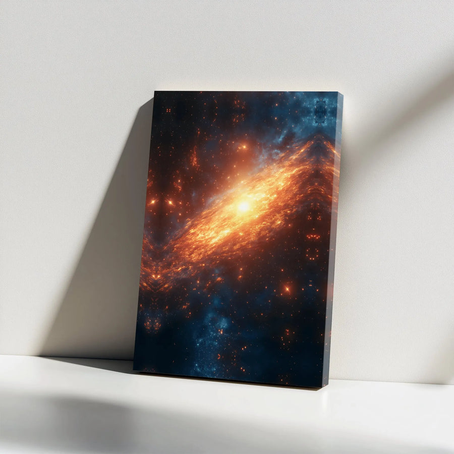 Galaxy Canvas Wall Art | Vibrant Orange And Blue Nebula Print | 1.25 Inch Gallery Wrap | Celestial Space Decor for Home or Office