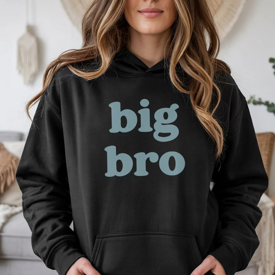 Promoted to Big Bro Hoodie | Vintage Retro Font Design | Premium Soft Cotton Tee | Funny Pregnancy Announcement Gift for Brother, Family Matching