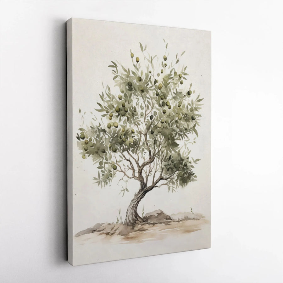 Olive Tree Canvas Wall Art | Watercolor Botanical Illustration | Premium 1.25" Thick Profile | Modern Farmhouse Kitchen Decor Gift
