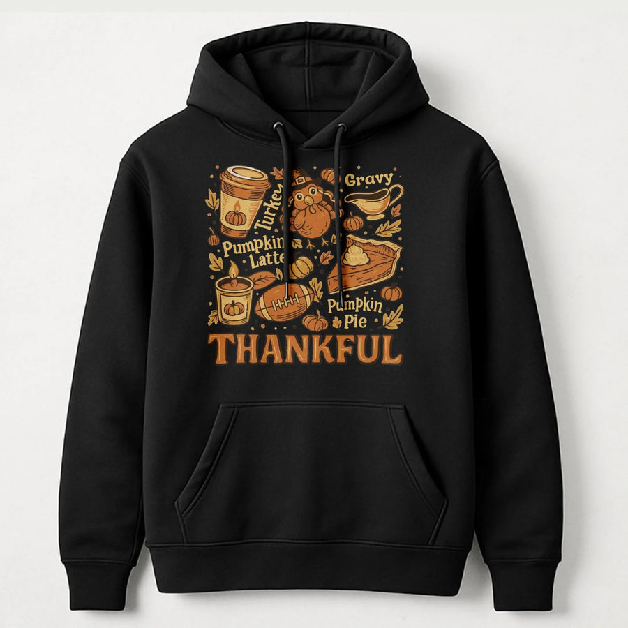 Thankful Thanksgiving Hoodie | Retro Fall Graphic Aesthetic | Premium Cotton Blend | Cozy Gift for Women & Families