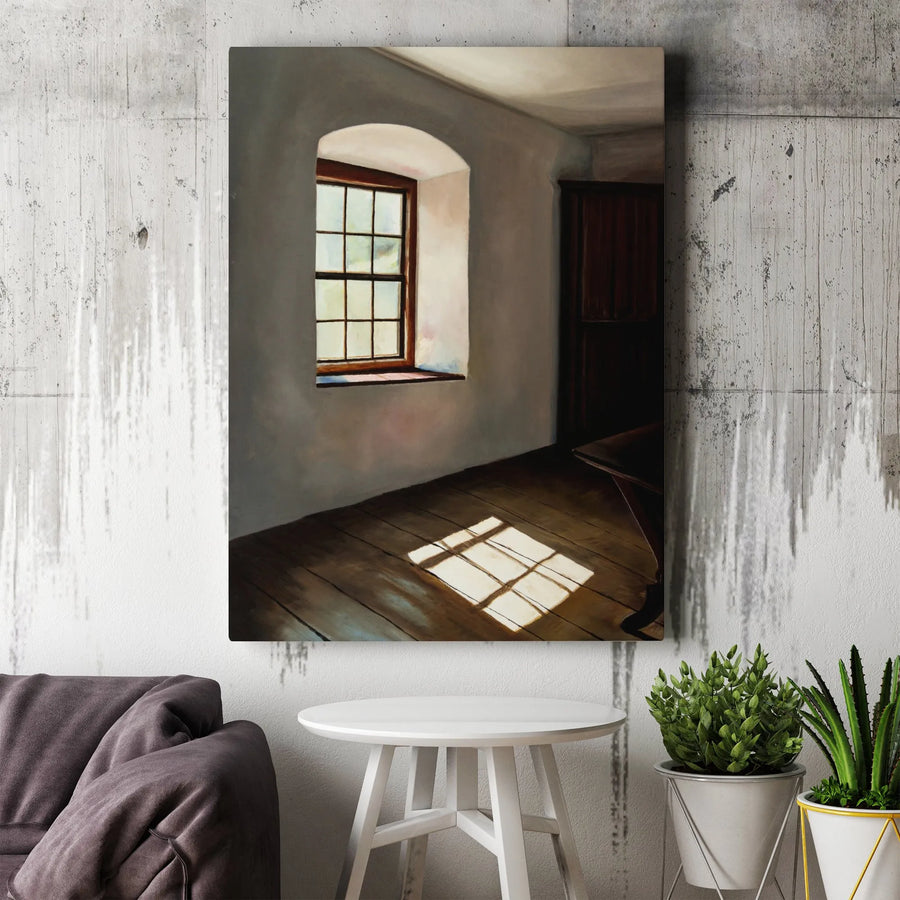 Sunlit Window Canvas Wall Art | Light Reflection Painting Print | Premium Gallery Wrapped Canvas | Rustic Home & Office Decor Gift
