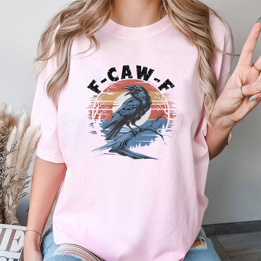 F-Caw-F Crow T-Shirt | Vintage Distressed Bird Graphic | Premium 100% Cotton Soft Tee | Funny Wildlife Nature Lover Gift For Him Her