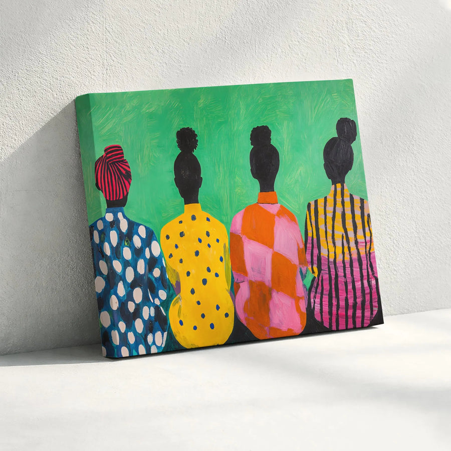 Black Women Wall Art | Abstract Colorful Fashion Print | Premium 1.25 Inch Gallery Wrapped Canvas | Modern Home Decor Gift