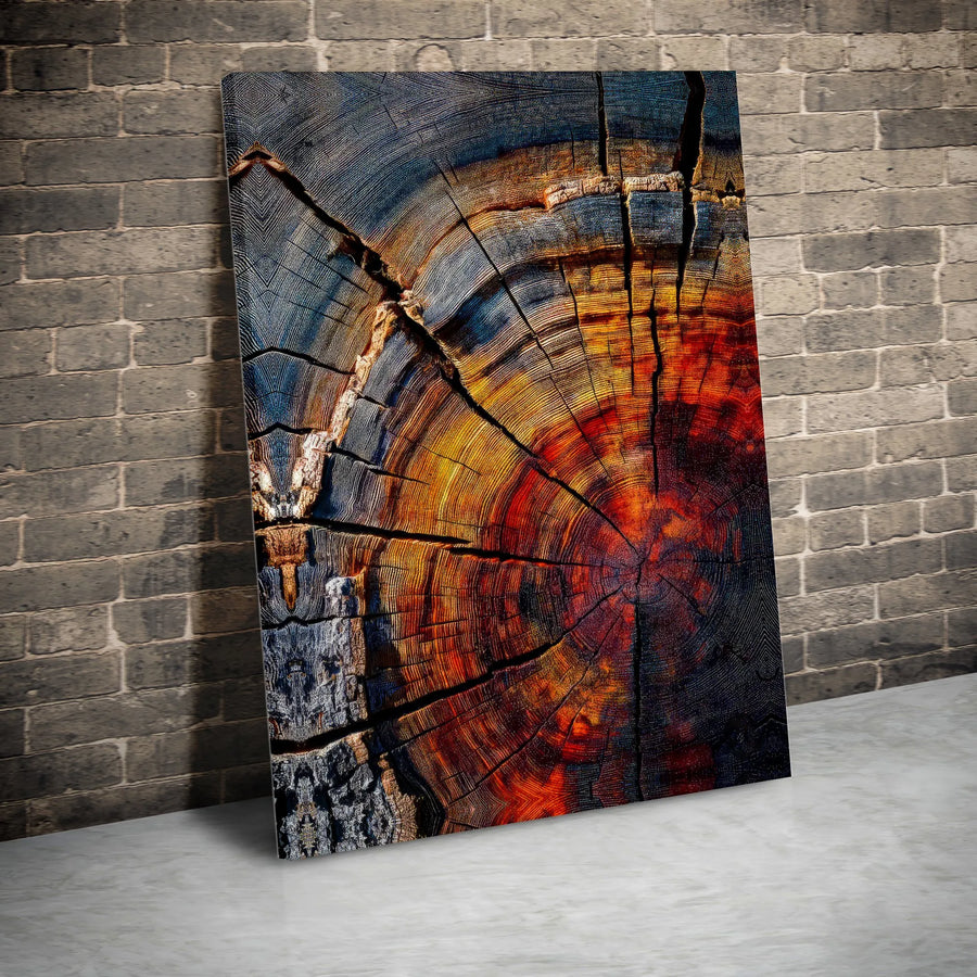 Abstract Tree Ring Canvas Print | Colorful Wood Grain Texture Art | Premium Fade-Resistant Gallery Wrap | Modern Home Office Wall Decor Gift