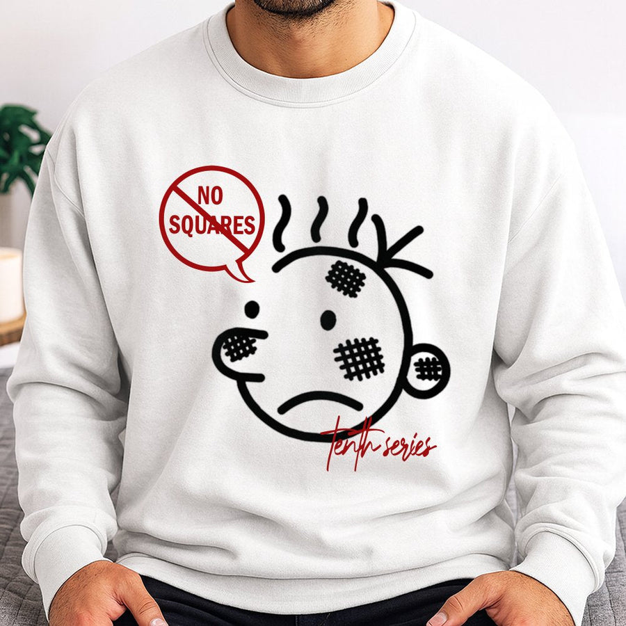 No Squares Graphic Sweatshirt | Retro Indie Cartoon Illustration | Unisex Cotton Blend Pullover | Aesthetic Streetwear Gift For Him And Her