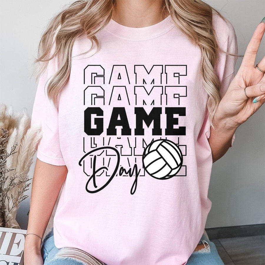 Volleyball Game Day T-Shirt | Sporty Graphic Typography Design | 100% Soft Cotton Tee | Gift for Volleyball Players and Fans