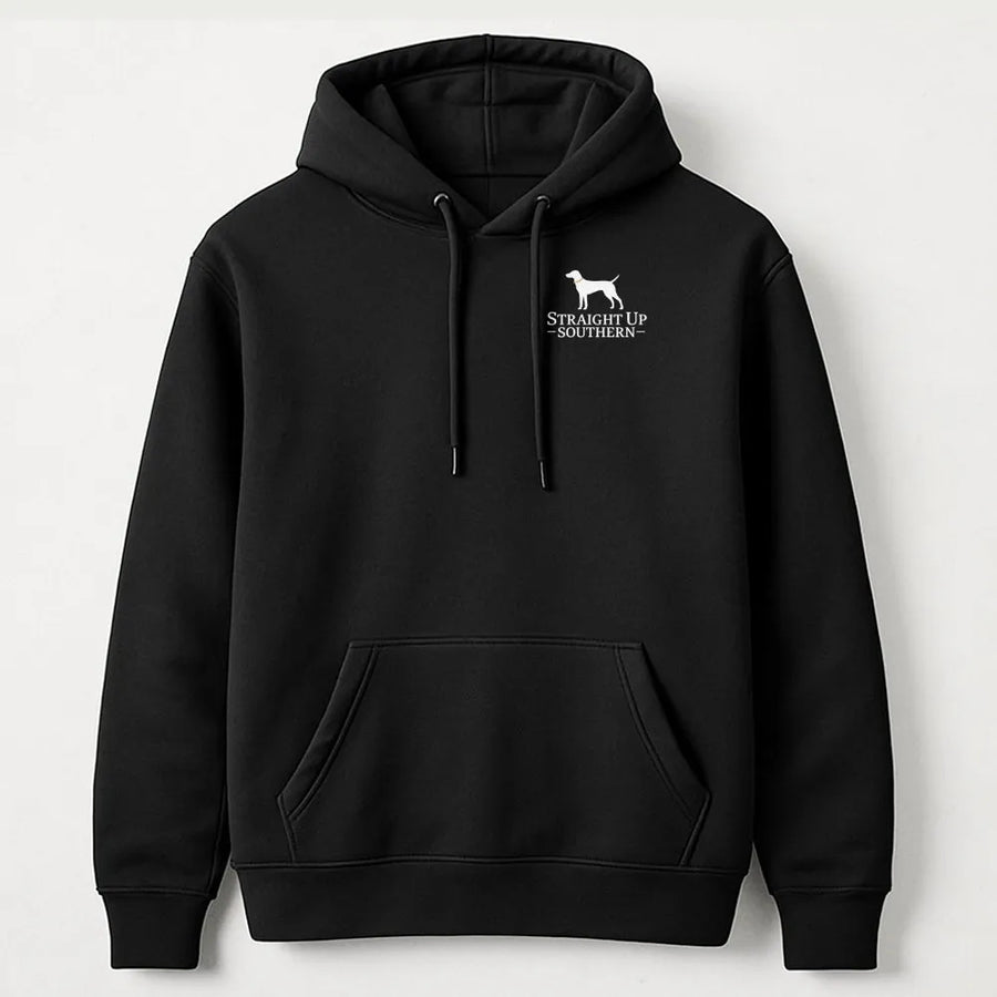 Southern Hunting Dog Hoodie | Straight Up Southern Pointer Graphic | Premium Cotton Blend | Gift For Hunter and Outdoorsman