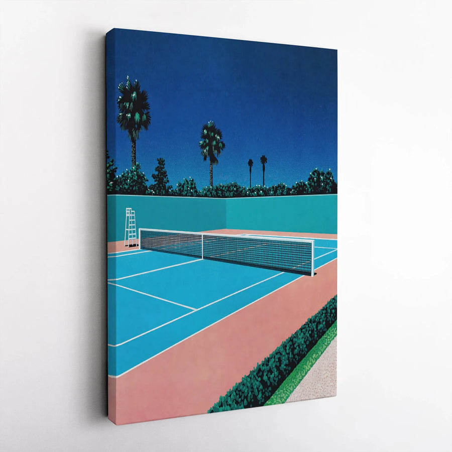 Tennis Court Wall Art | Retro Palm Springs Style Print | Premium Gallery Wrapped Canvas | Sporty Home Decor Gift for Tennis Lovers