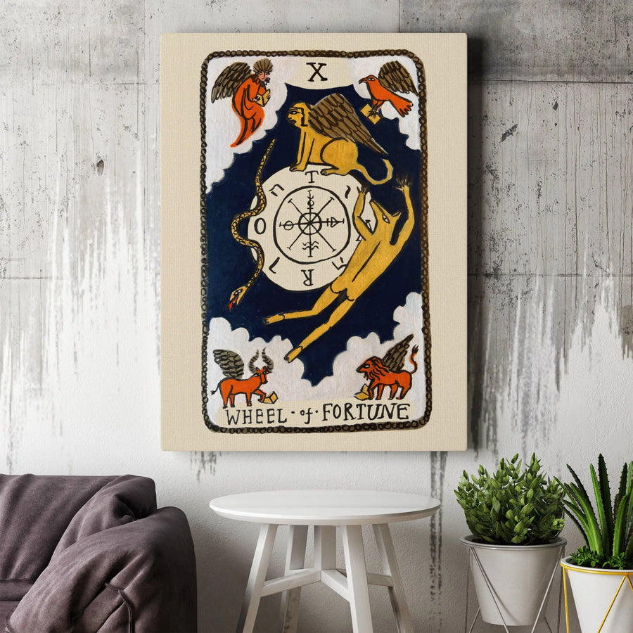 Wheel Of Fortune Tarot Card Canvas Art | Major Arcana Occult Wall Decor | Premium Fade-Resistant Print | Spiritual Gift for Mystic Lovers