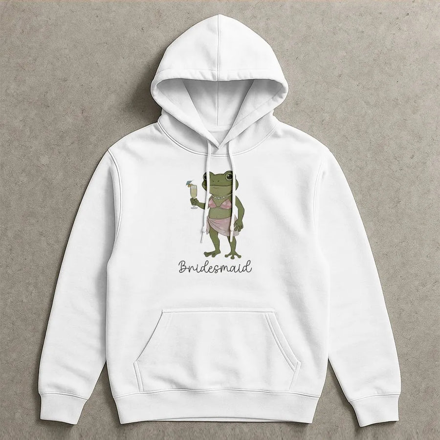 Bridesmaid Frog Hoodie | Funny Bachelorette Party Sweatshirt | Soft Cotton Blend Pullover | Humorous Wedding Gift for Bridal Party