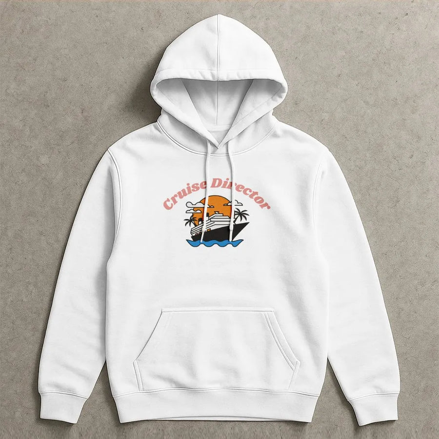 Cruise Director Hoodie | Sunset Ship Graphic Tee | Cotton-Blend Premium Apparel | Vacation Gift for Cruise Lovers