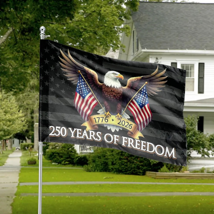 Patriotic Eagle House Flag | 250 Years of Freedom 1776-2026 Design | Weather-Resistant Double Sided Fabric | Commemorative Yard Decor Gift