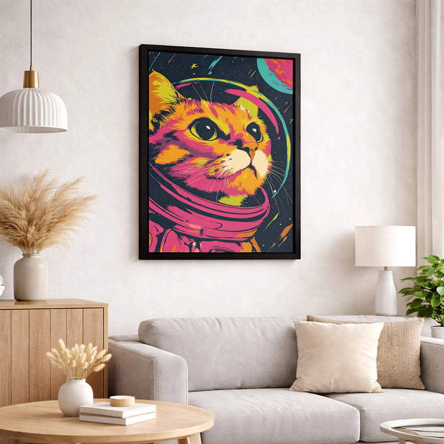 Astronaut Cat Wall Art | Psychedelic Space Galaxy Canvas Print | Premium Gallery-Wrapped Decor | Unique Gift for Cat Lovers