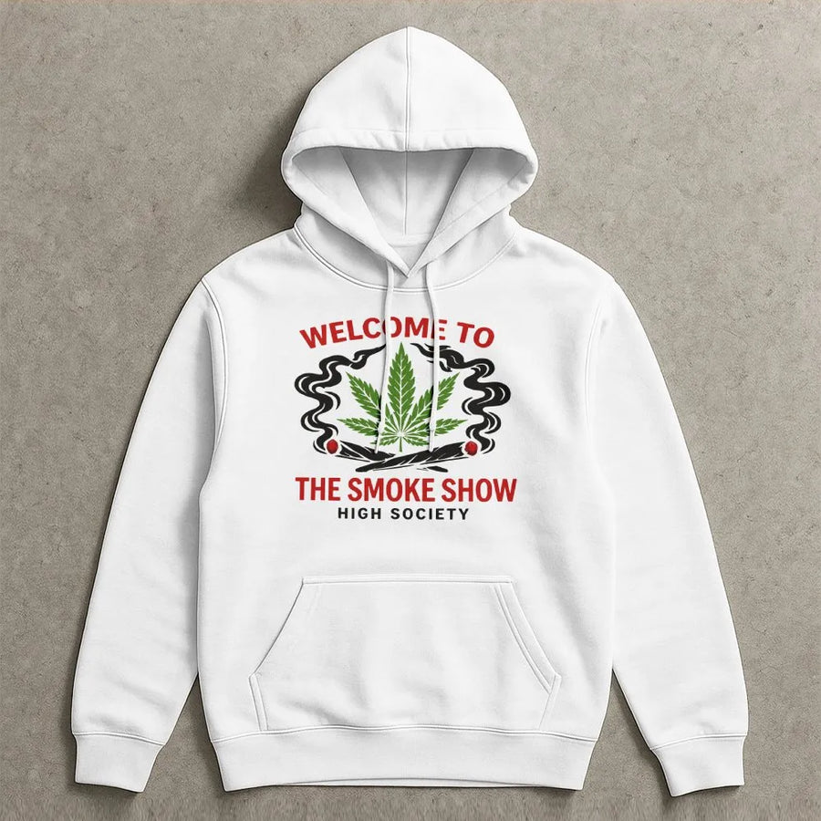 Funny 420 Smoke Show Hoodie | Weed Leaf High Society Graphic | Premium Cotton Blend | Unisex Stoner Gift