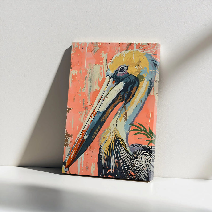 Pelican Wall Art Canvas | Modern Pop Art Bird Painting | Premium Thick Gallery Wrapped Canvas | Coastal Home Decor Gift
