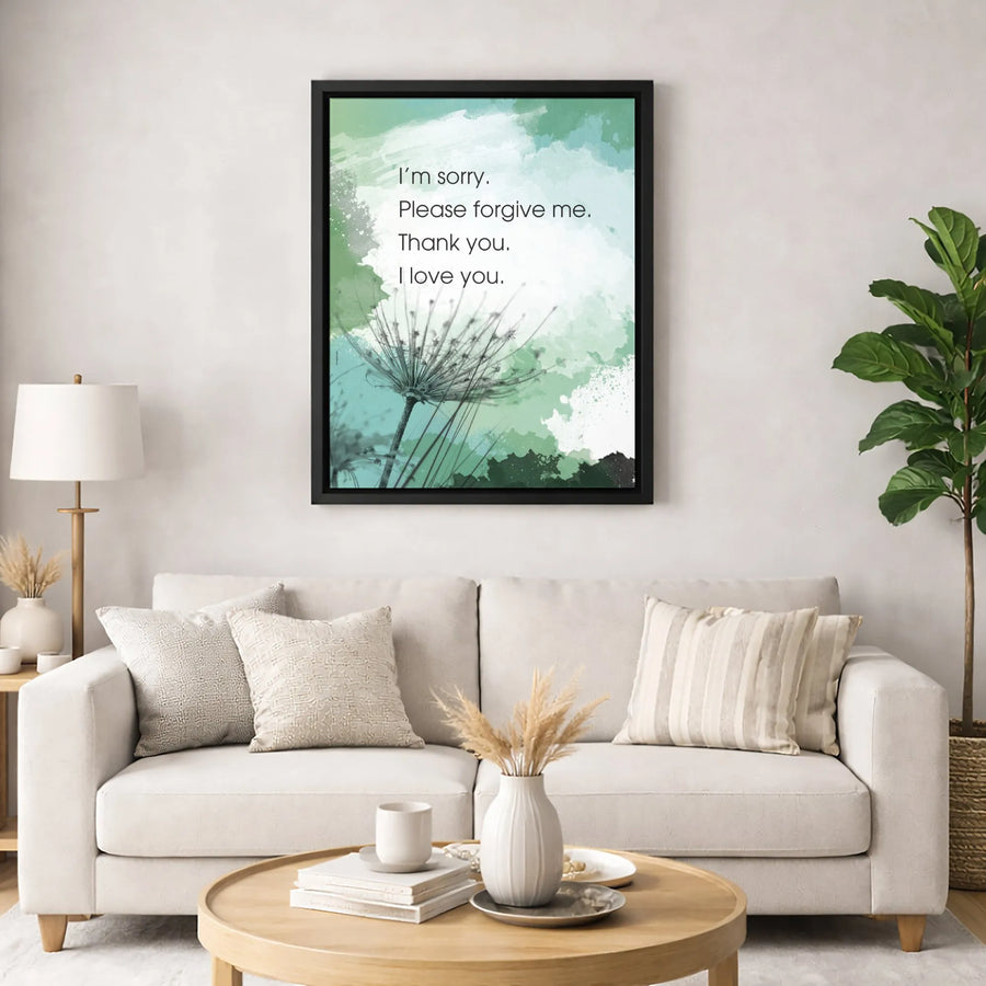Ho'oponopono Canvas Wall Art | Inspirational Healing Quote Print | Premium Gallery Wrap Decor | Mindfulness Spiritual Home Gift for Meditation