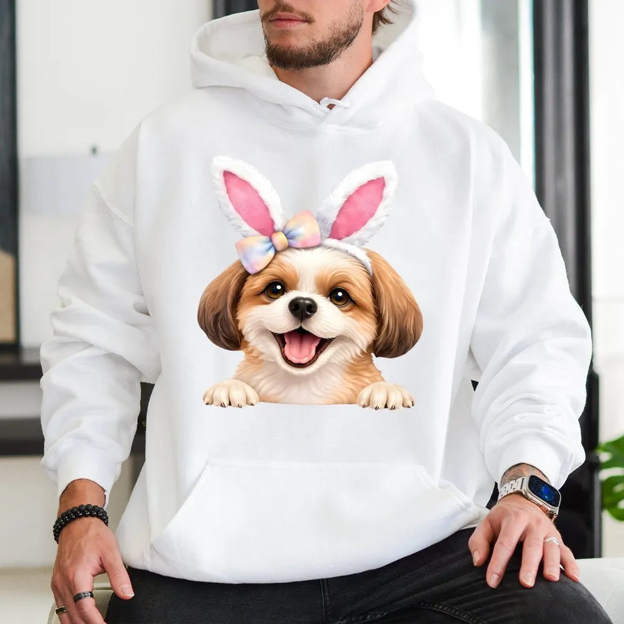 Easter Dog Hoodie | Cute Bunny Ears Puppy Graphic | Premium Cotton Blend | Gift For Dog Lovers & Pet Parents