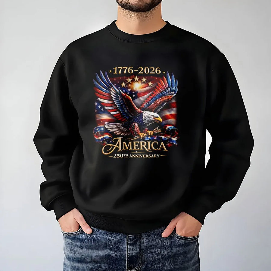 America 250th Anniversary Sweatshirt | Commemorative 1776-2026 Bald Eagle Graphic | Premium Cotton Blend Sweatshirt | Collector's Patriotic Gift
