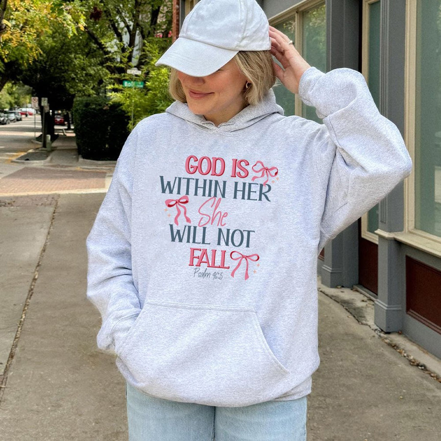 God Is Within Her Hoodie | Psalm 46:5 Bible Verse Aesthetic | Premium Cotton Blend Sweatshirt | Christian Gift for Women and Girls