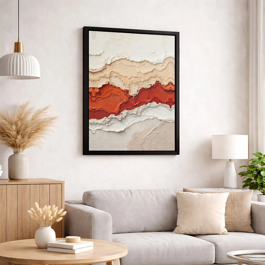 Abstract Earth Tone Canvas Print | Textured Red Rock Layered Wall Art | Premium Gallery-Wrapped Canvas | Modern Minimalist Home Decor Gift