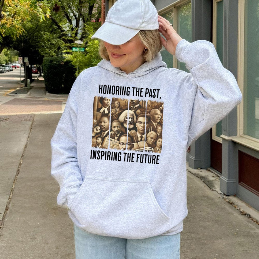 Black History Month Hoodie | Honoring The Past Inspiring The Future Graphic | Premium Cotton Blend | Equality & African American Heritage Gift