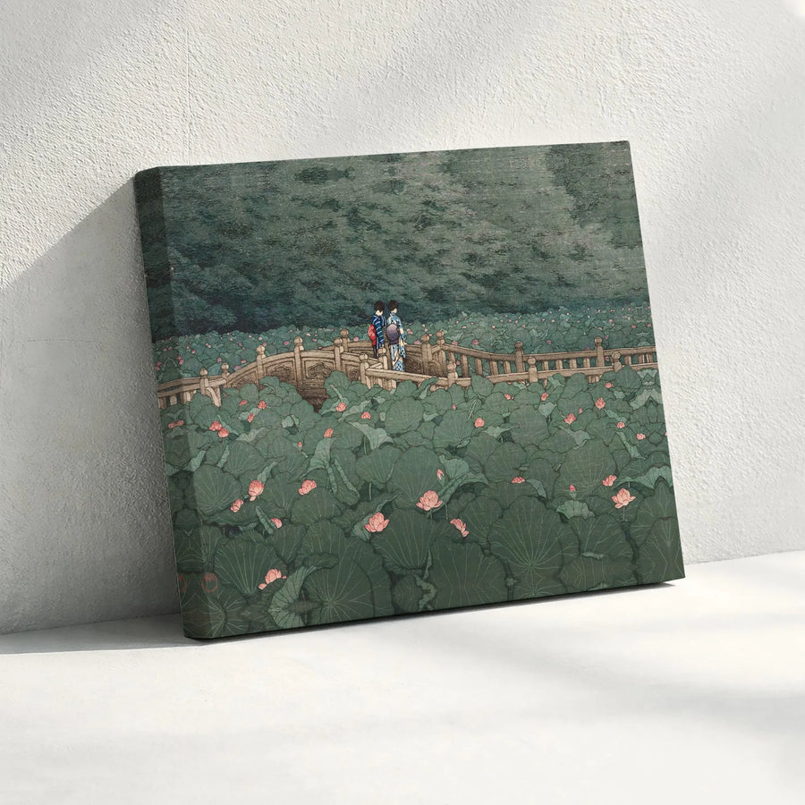 Japanese Lotus Pond Canvas Wall Art | Vintage Ukiyo-e Style Print | Premium Fade-Resistant Canvas | Serene Asian Home Decor Gift