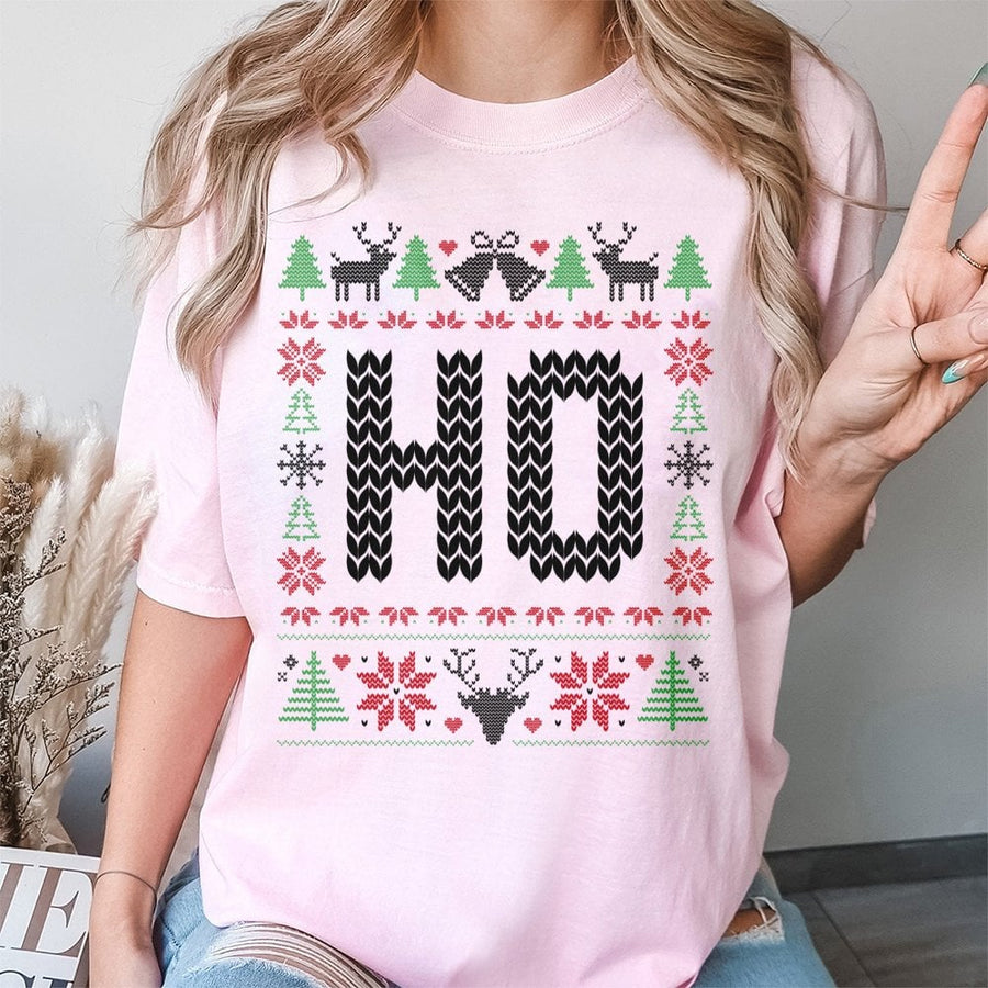 Funny Ho Ho Ho Ugly Christmas T-Shirt | Couples Matching Festive Graphic Design | Premium 100% Cotton | Humorous Holiday Gift for Men and Women