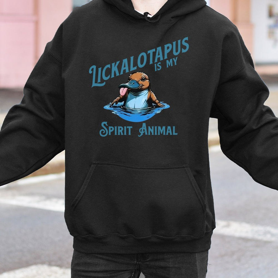 Lickalotapus Spirit Animal Hoodie | Funny Platypus Graphic Sweatshirt | Premium Cotton-Poly Blend | Unisex Gift for Animal Lovers