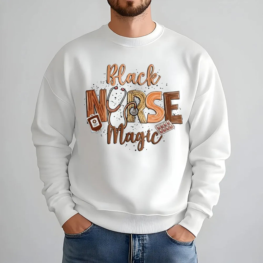 Black Nurse Magic Sweatshirt | Nursing Student Graduation Gift | Premium Cotton Blend | Appreciation Apparel for Healthcare Professionals