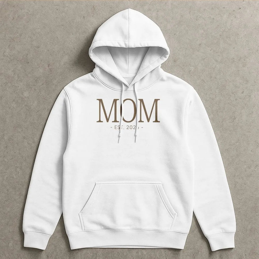 Mom Est 2026 Hoodie | Minimalist Pregnancy Announcement Crewneck | Cozy Unisex Pullover | Gift for Expecting Mother