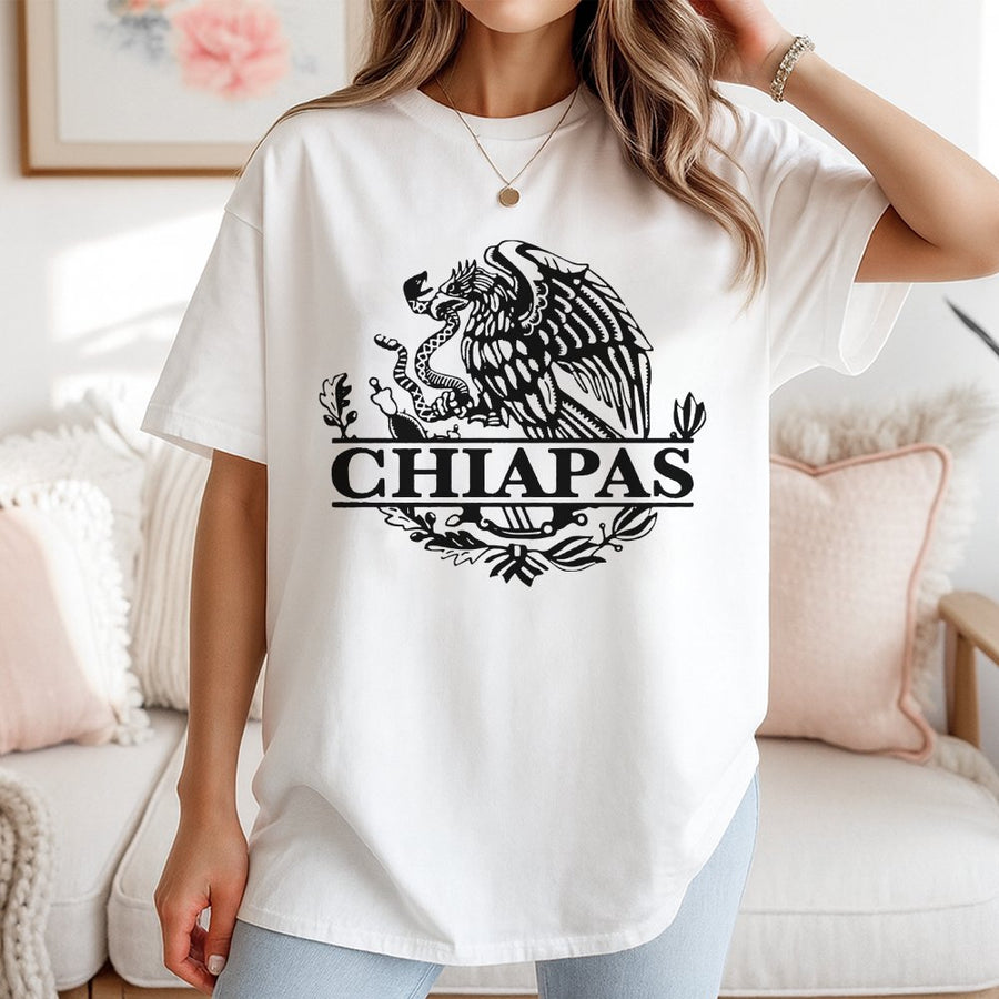 Chiapas Mexico T-Shirt | Heritage Eagle Emblem Graphic | 100% Soft Cotton Tee | Patriotic Cultural Pride Gift for Mexicans