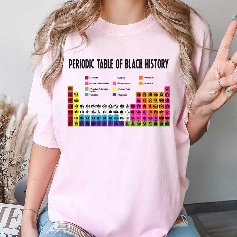 Periodic Table Of Black History T-Shirt | Educational Cultural Heritage Design | 100% Cotton Premium Tee | Black History Month Gift For Students
