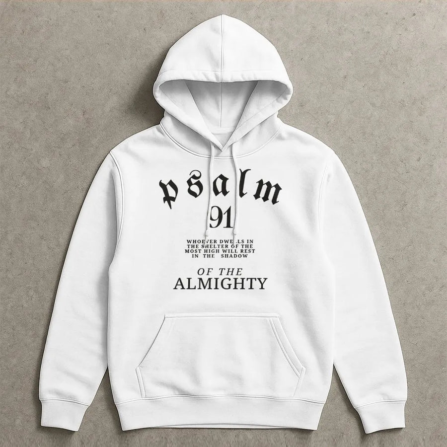 Psalm 91 Hoodie | Religious Scripture Verse Print | Premium Cotton-Polyester Blend | Inspirational Christian Gift for Men and Women